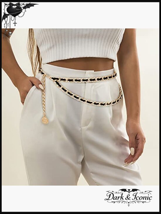 Layered Leather Waist Chain Belt for Dress Jeans main image 4